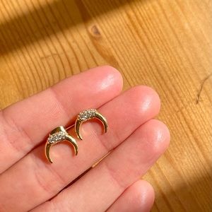 Gold half moon stud earrings